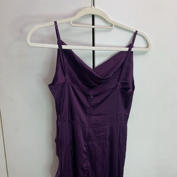 Lyaner Women’s Amazon Purple Satin Slip Dress Size S Small Slit On Side - Picture 2 of 6